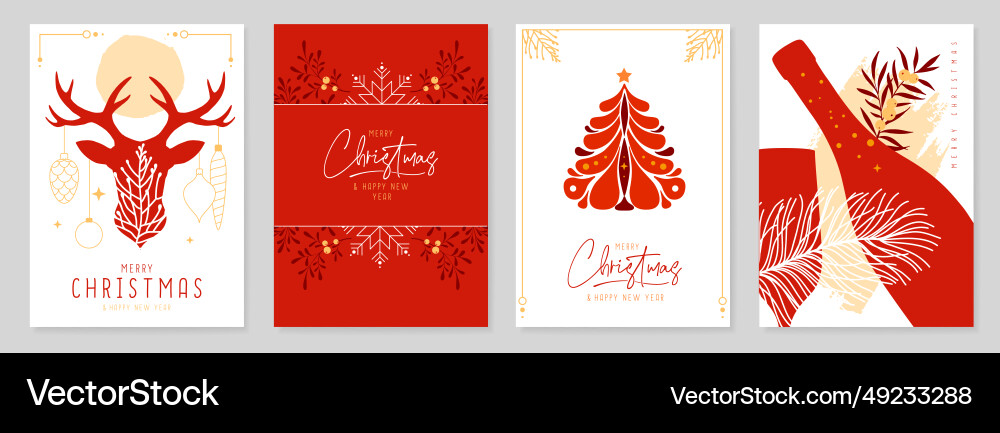 Set of christmas holiday greeting cards or covers Set of christmas holiday greeting cards or covers vector image