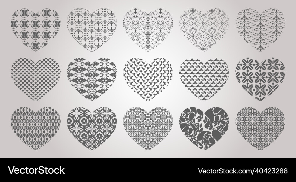 Set of decorative hearts for valentines day cards Set of decorative hearts for valentines day cards vector image
