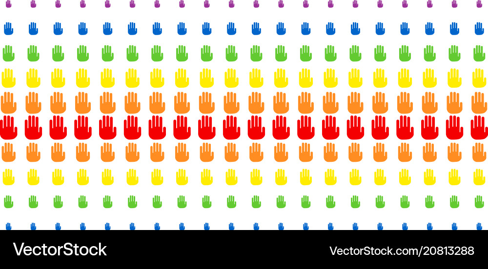 Stop hand shape halftone spectral array Stop hand shape halftone spectral array vector image