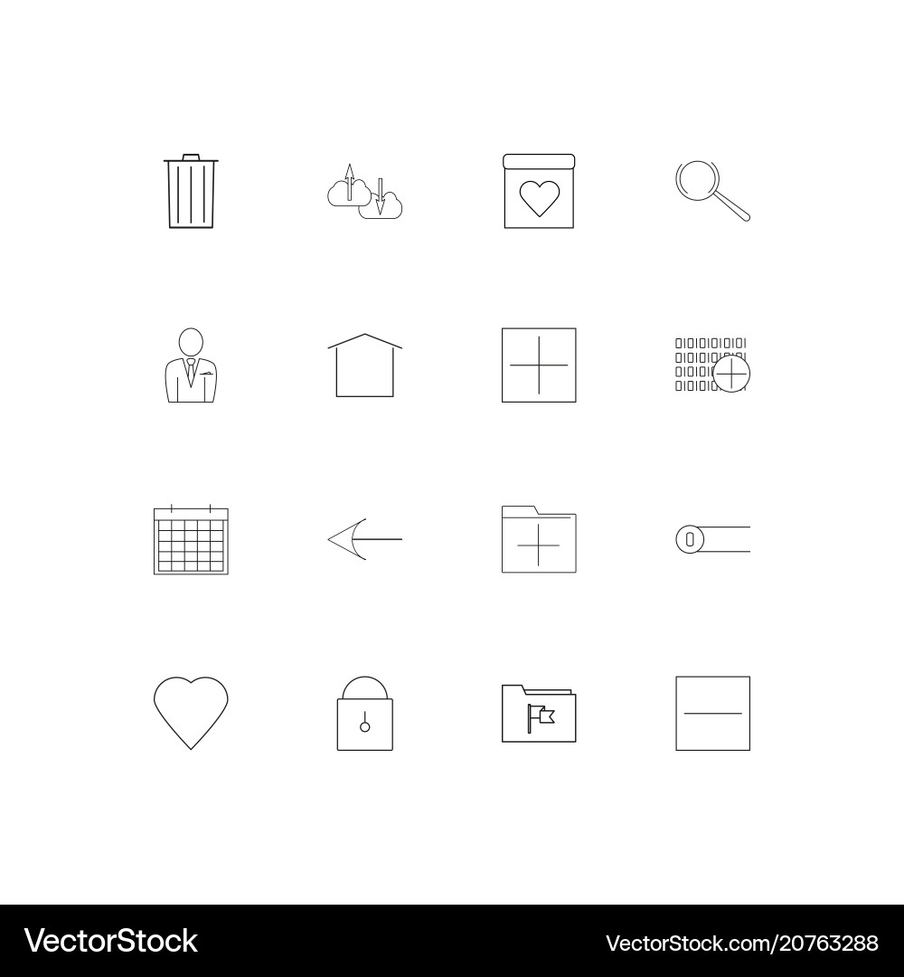 User interface linear thin icons set outlined vector image