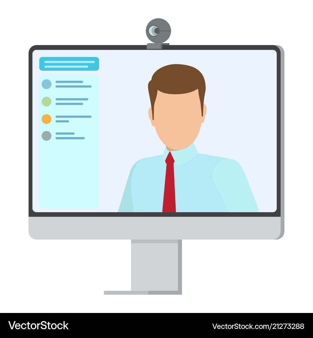 Working computer with small web camera poster Working computer with small web camera poster vector image