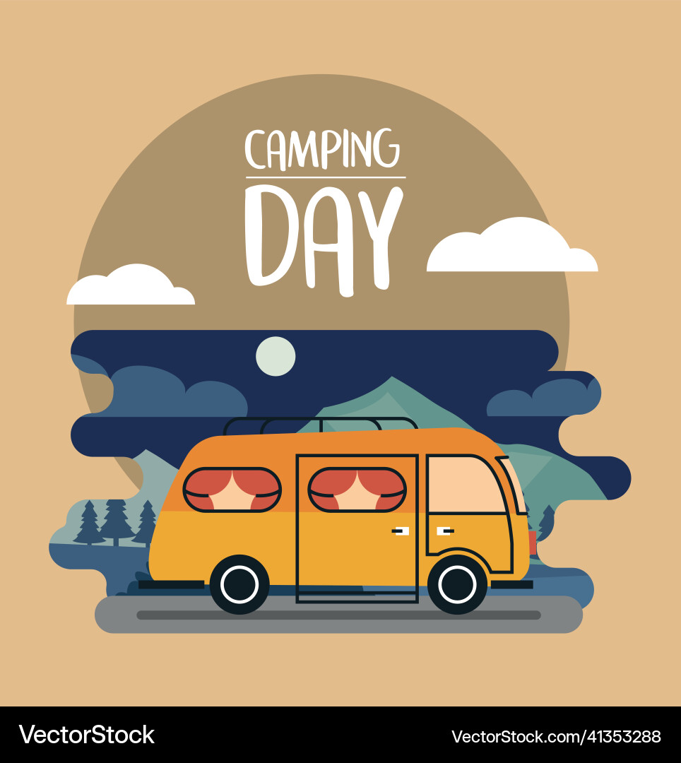 Yellow van and lettering vector image