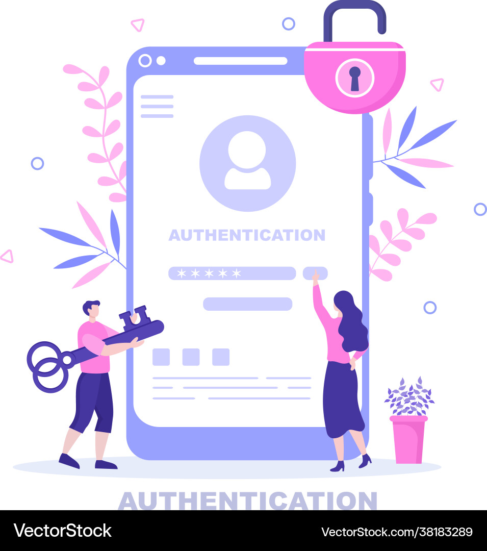 Authentication security via phone or computer Authentication security via phone or computer vector image
