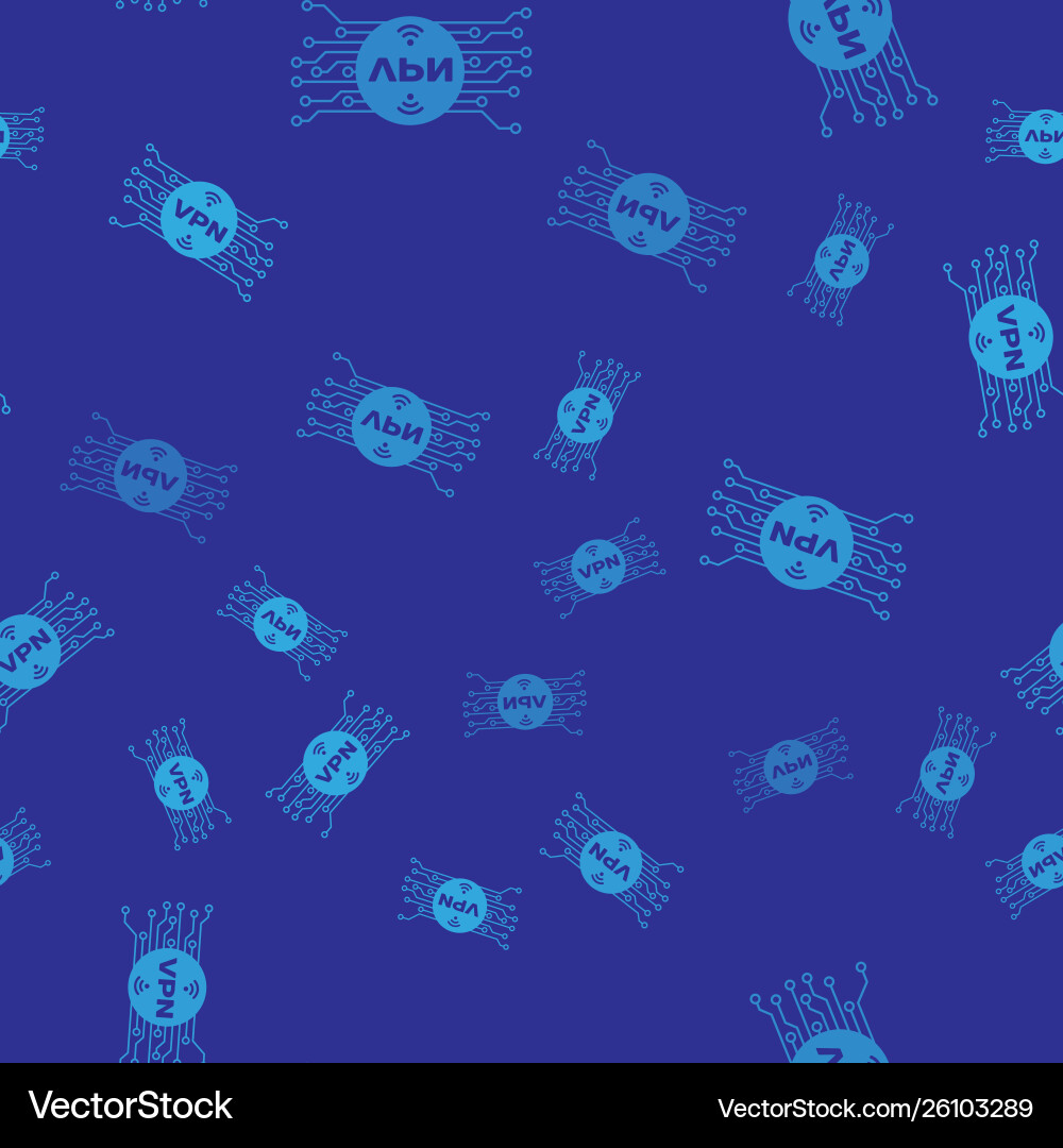 Blue vpn in circle with microchip circuit icon Vector Image