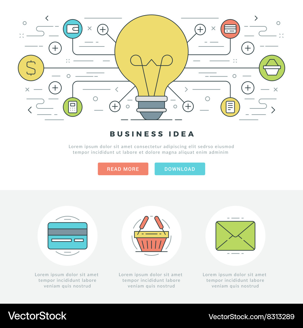 Flat line business concept web site header Vector Image