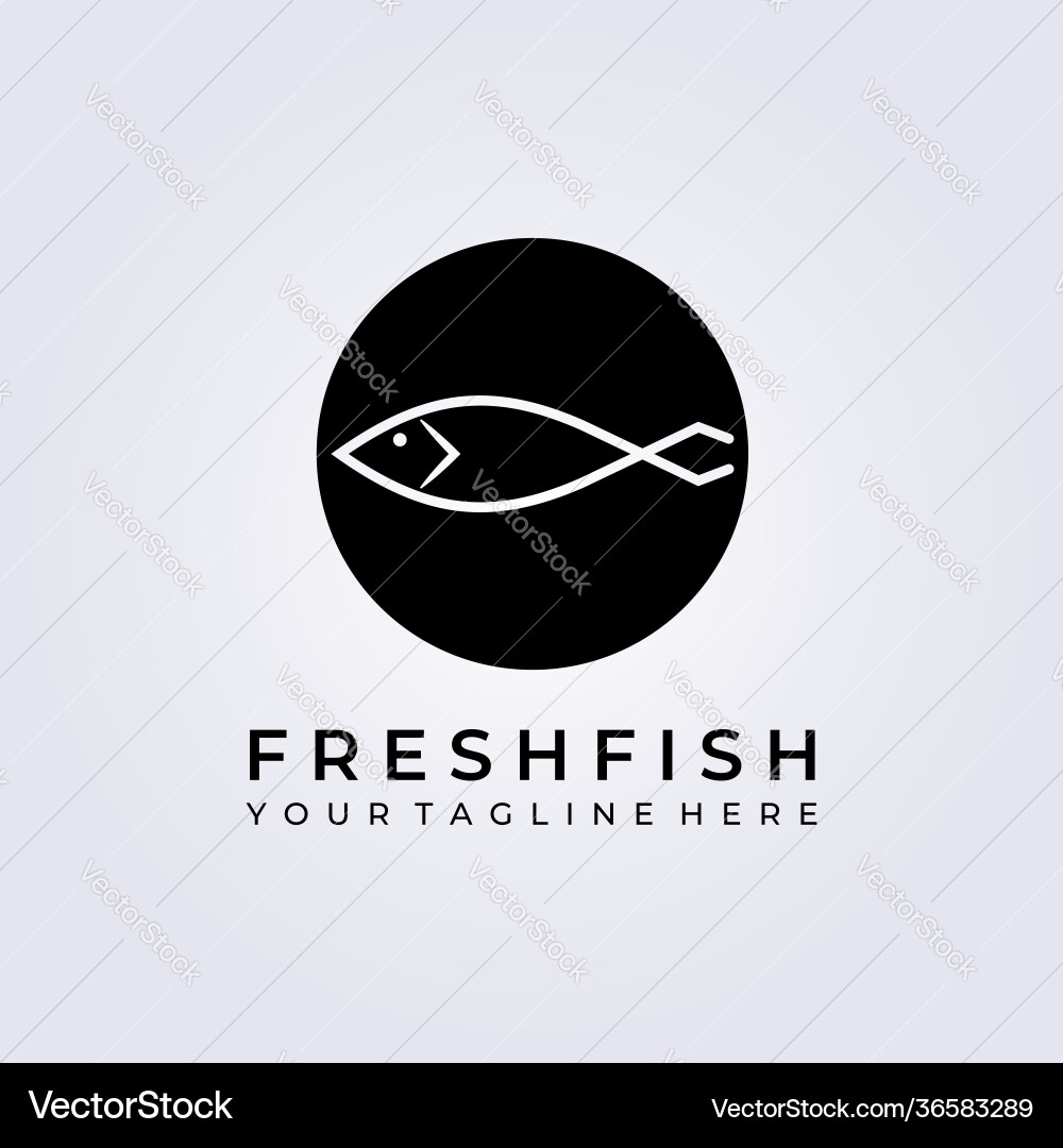 Fresh fish seafood logo design line art style Fresh fish seafood logo design line art style vector image