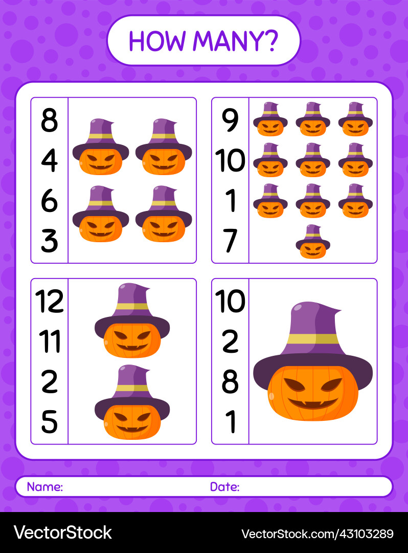 How many counting game with jack o lantern How many counting game with jack o lantern vector image