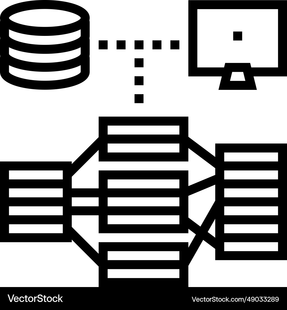 Indexing data database line icon Indexing data database line icon Vector Image