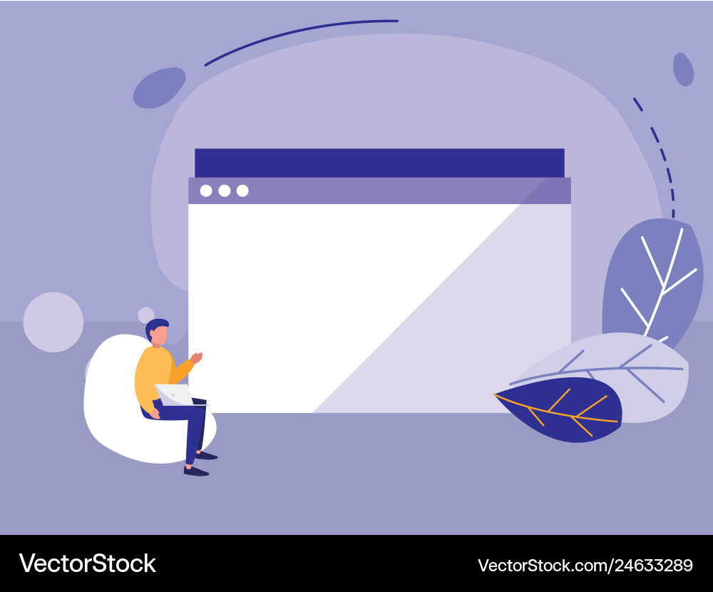 Man using template webpage vector image