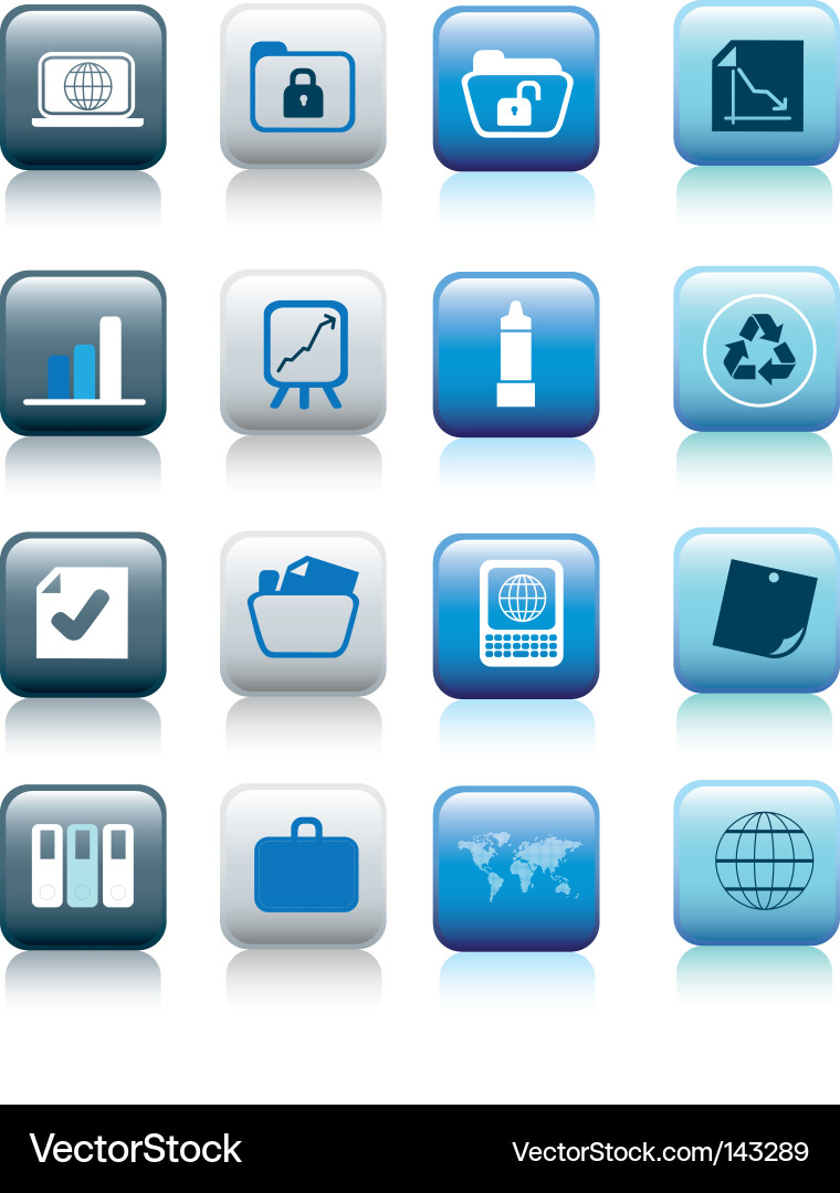 Office icons blue buttons Vector Image
