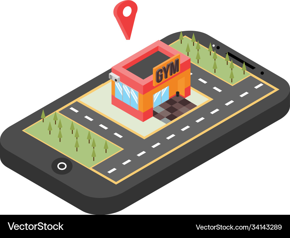 Red pointer on smartphone map gps navigation Vector Image