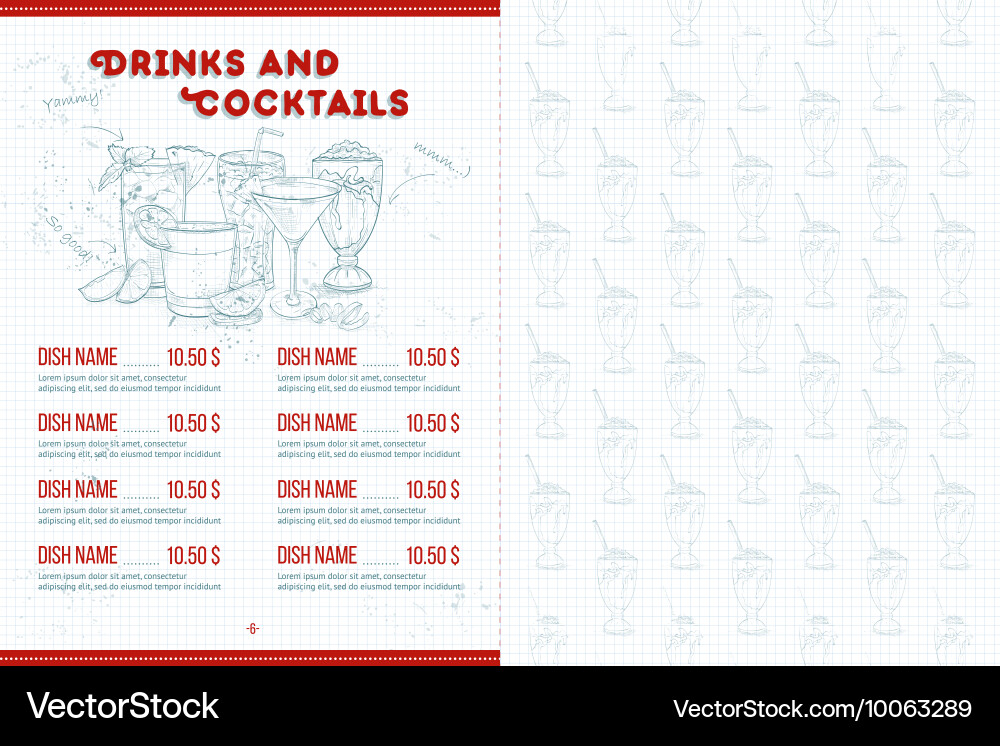 Scetch horizontal menu design vector image