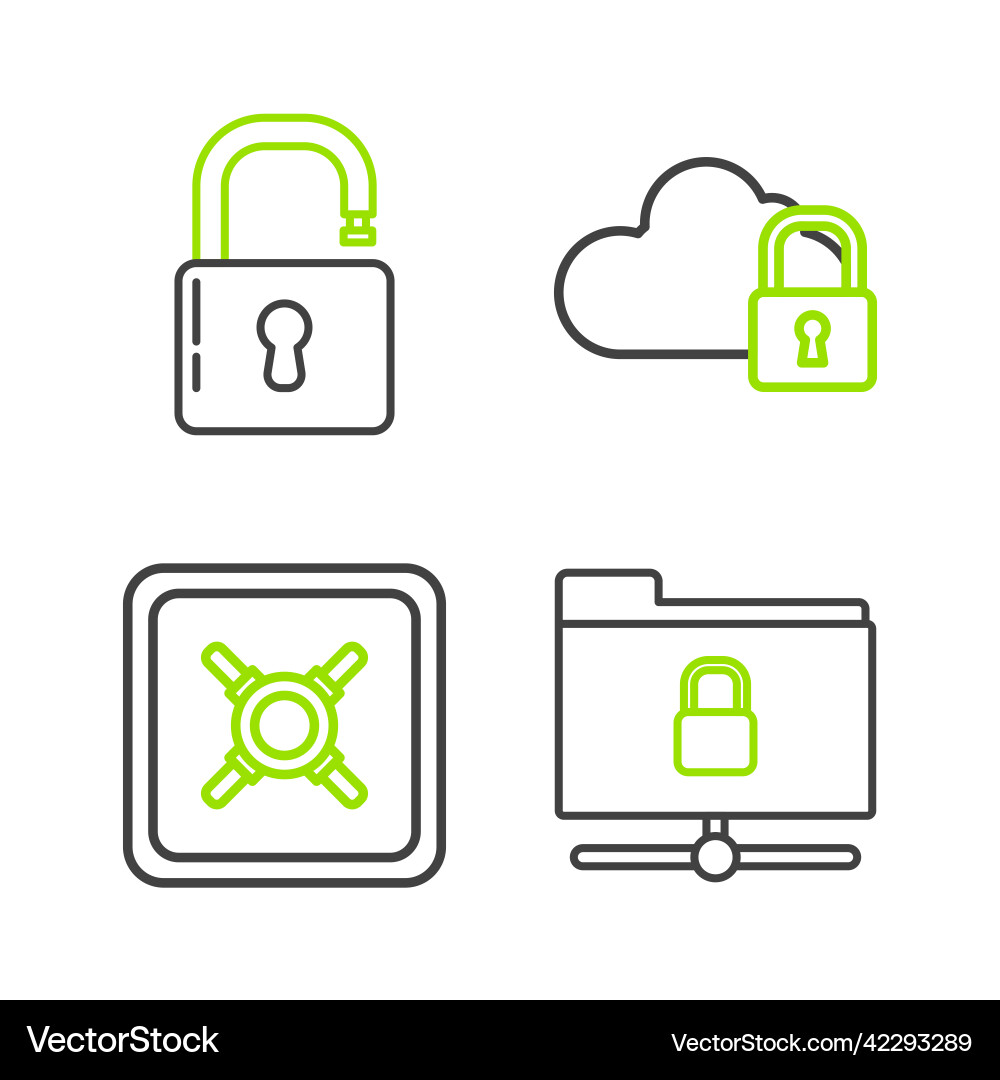 Set line ftp folder and lock safe cloud Vector Image