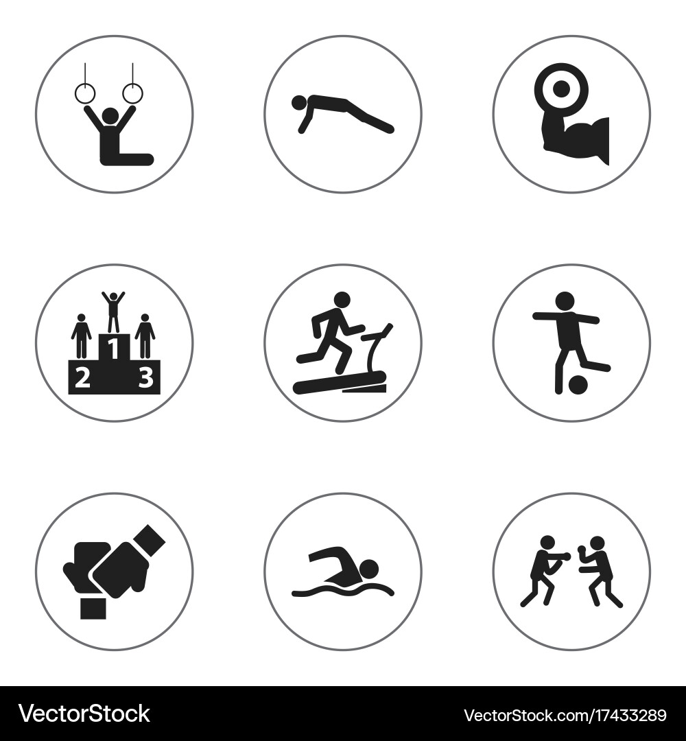 Set of 9 editable active icons includes symbols vector image
