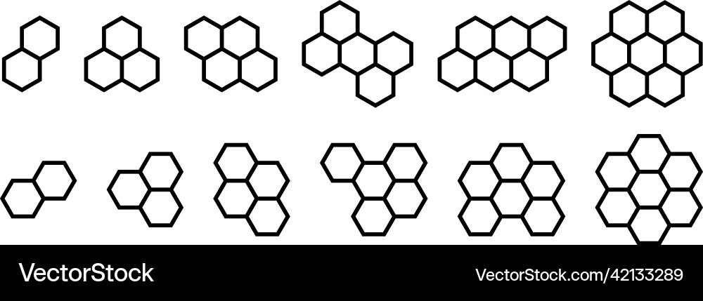 Set of shapes made from hexagonal or honeycomb Set of shapes made from hexagonal or honeycomb vector image
