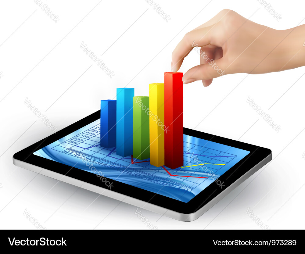Tablet with Colorful Graph Vector Image