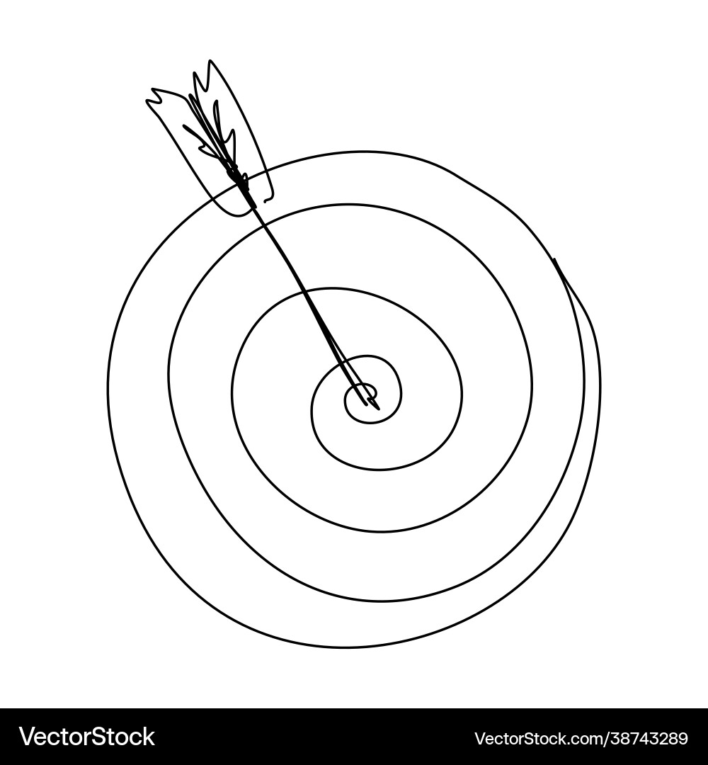 Target with arrow in continuous line drawing Target with arrow in continuous line drawing Vector Image