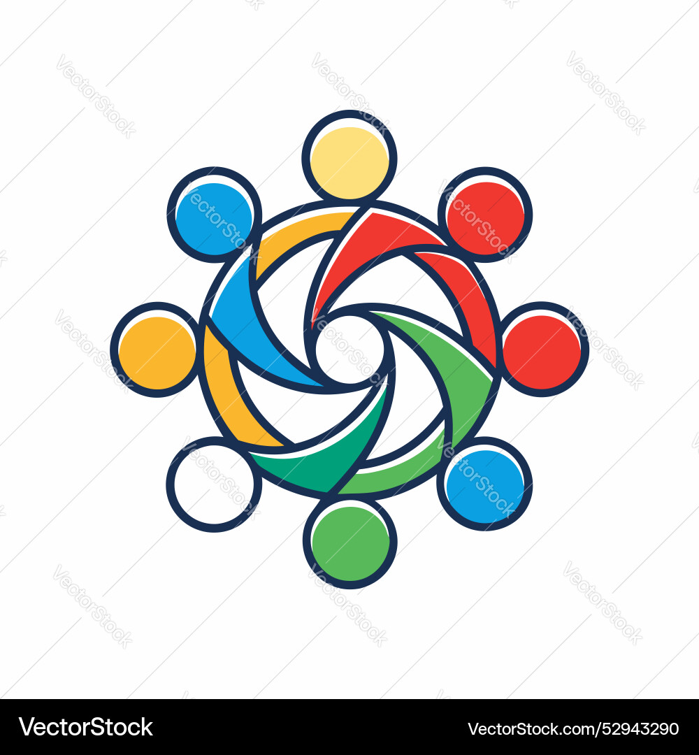 Abstract line art outline unity team colorful Abstract line art outline unity team colorful Vector Image