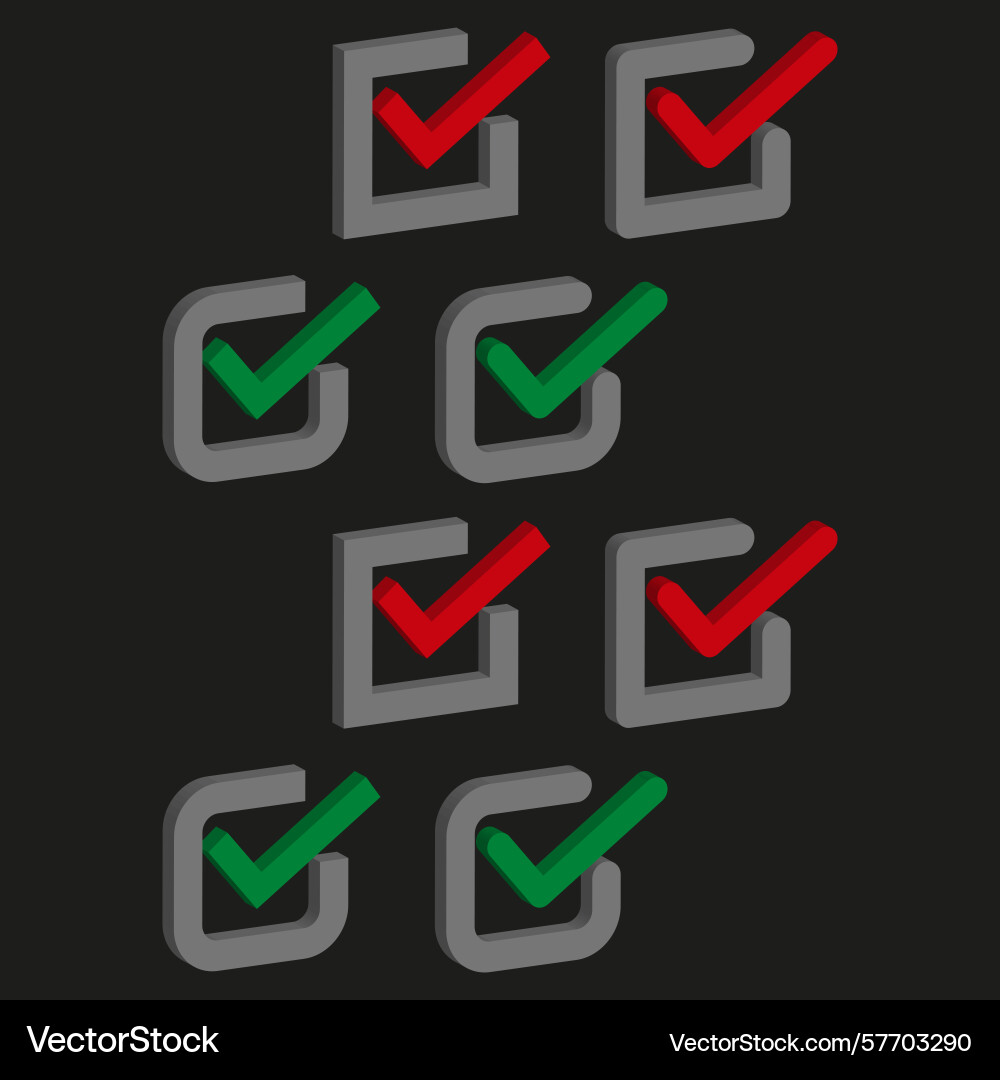 Checkbox selection symbols isometric checkmarks Checkbox selection symbols isometric checkmarks vector image