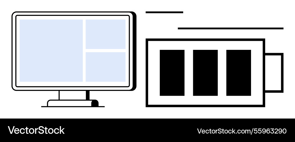 Computer monitor and battery charging indicator Computer monitor and battery charging indicator Vector Image