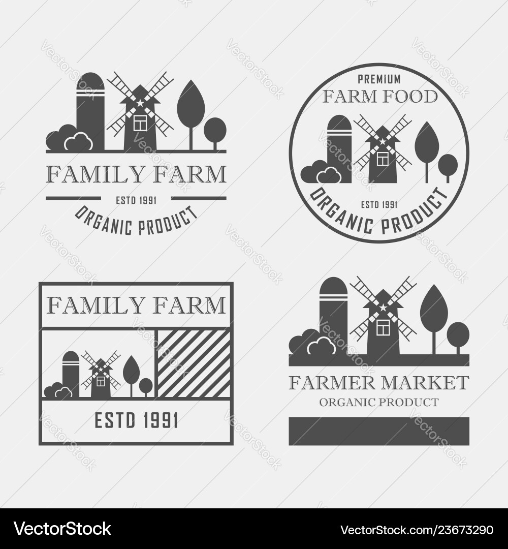 Farm Logo Set - Agriculture & Produce Vector Image