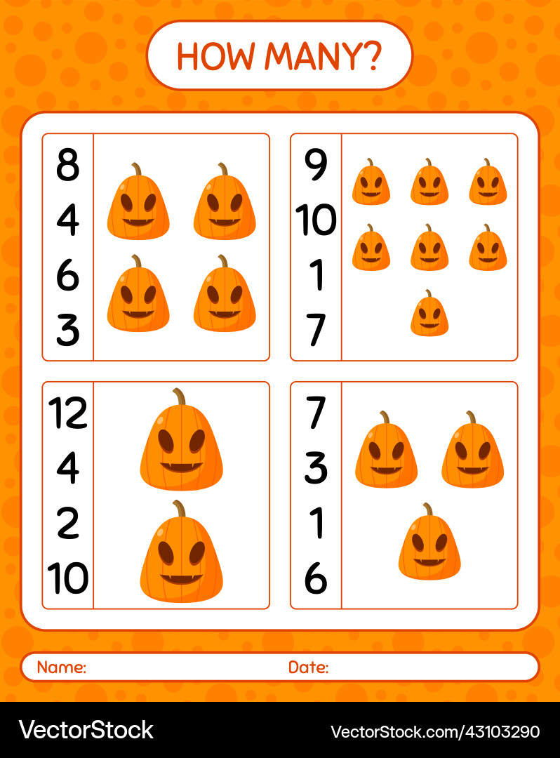 How many counting game with jack o lantern How many counting game with jack o lantern vector image