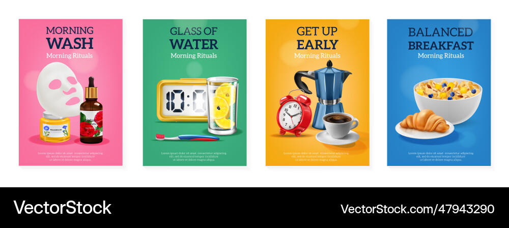 Morgenrituale Poster Set Morgenrituale Poster Set vektorbild