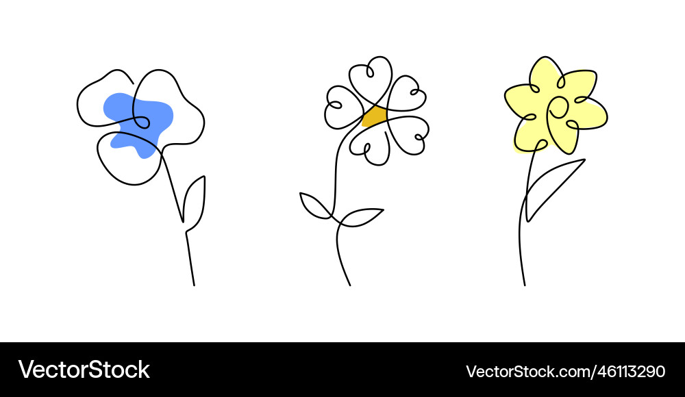 One continuous single line of three spring One continuous single line of three spring Vector Image