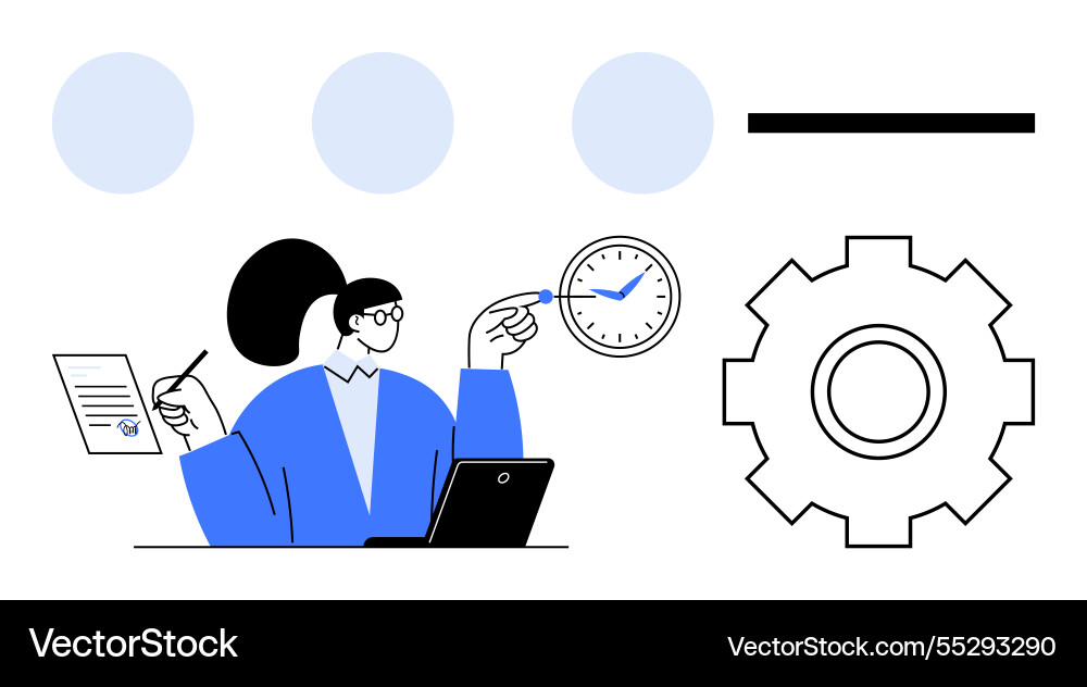 Professional multitasking with documents clock Vector Image