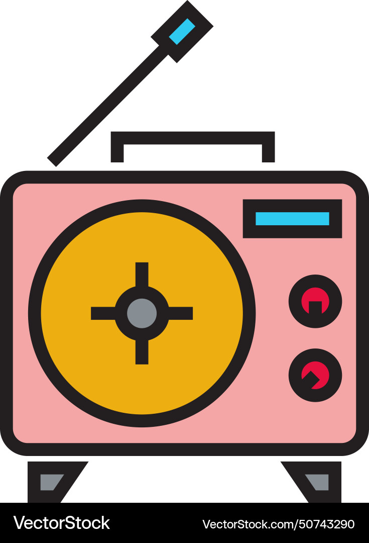Retro radio receiver audio device color icon Retro radio receiver audio device color icon vector image