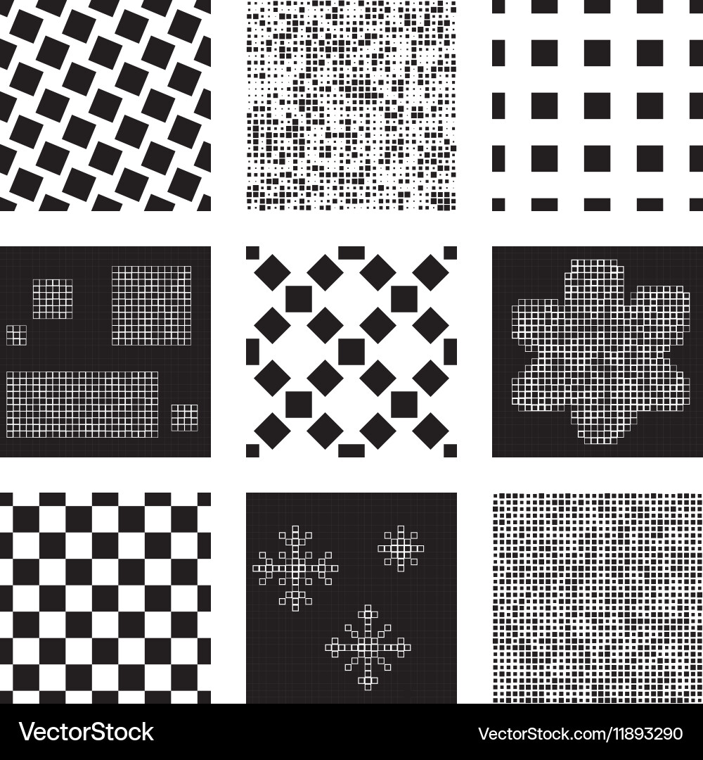 Set of abstract patterns with squares Vector Image