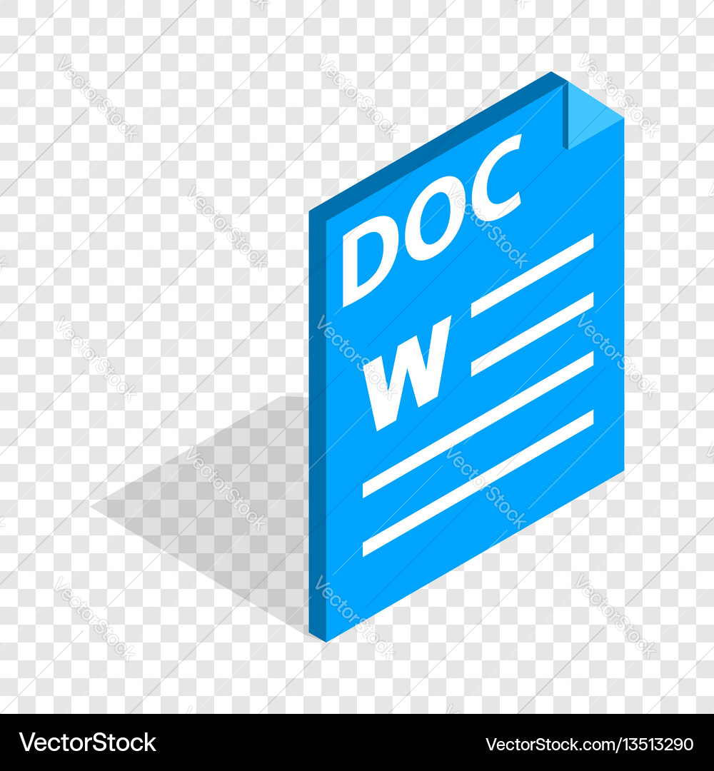 Text file format doc isometric icon Vector Image