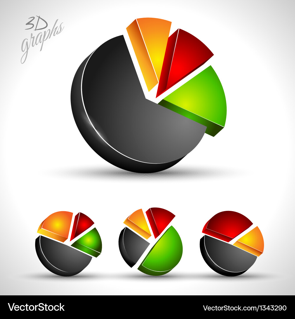 ThreeD Pie Chart Data Visualization vector image