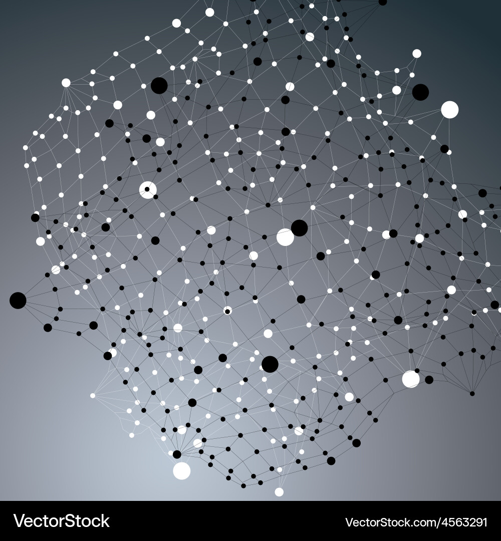 3d abstract technology mesh shape on dark backdrop vector image