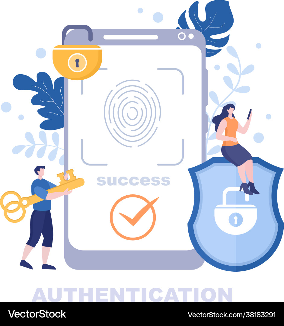 Authentication security via phone or computer Authentication security via phone or computer vector image