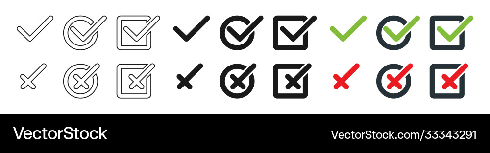 Check mark with cross collection isolated Check mark with cross collection isolated vector image