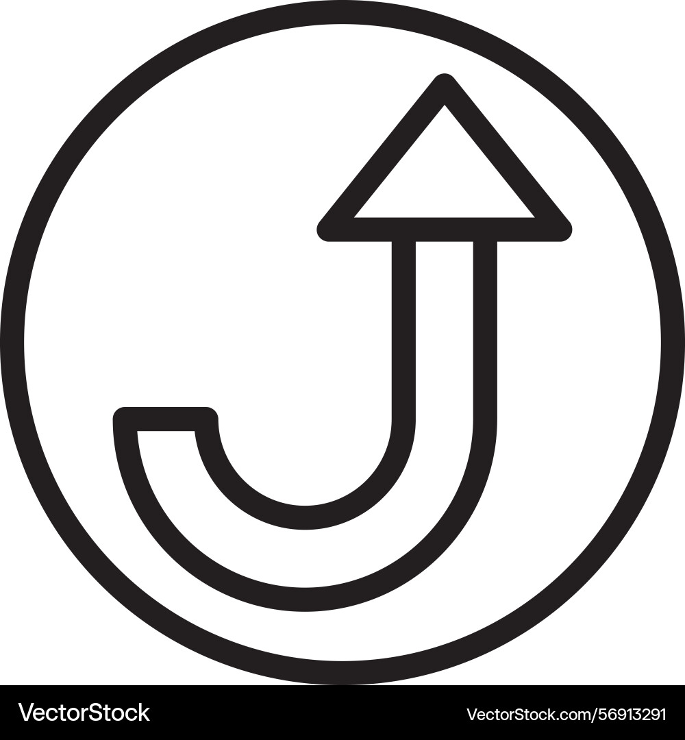 Curved arrow up linear style icon design vector image