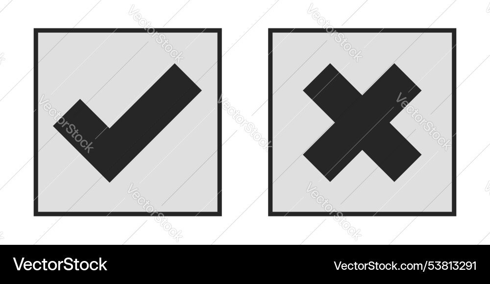 Dark check mark cross and tick icon design Vector Image