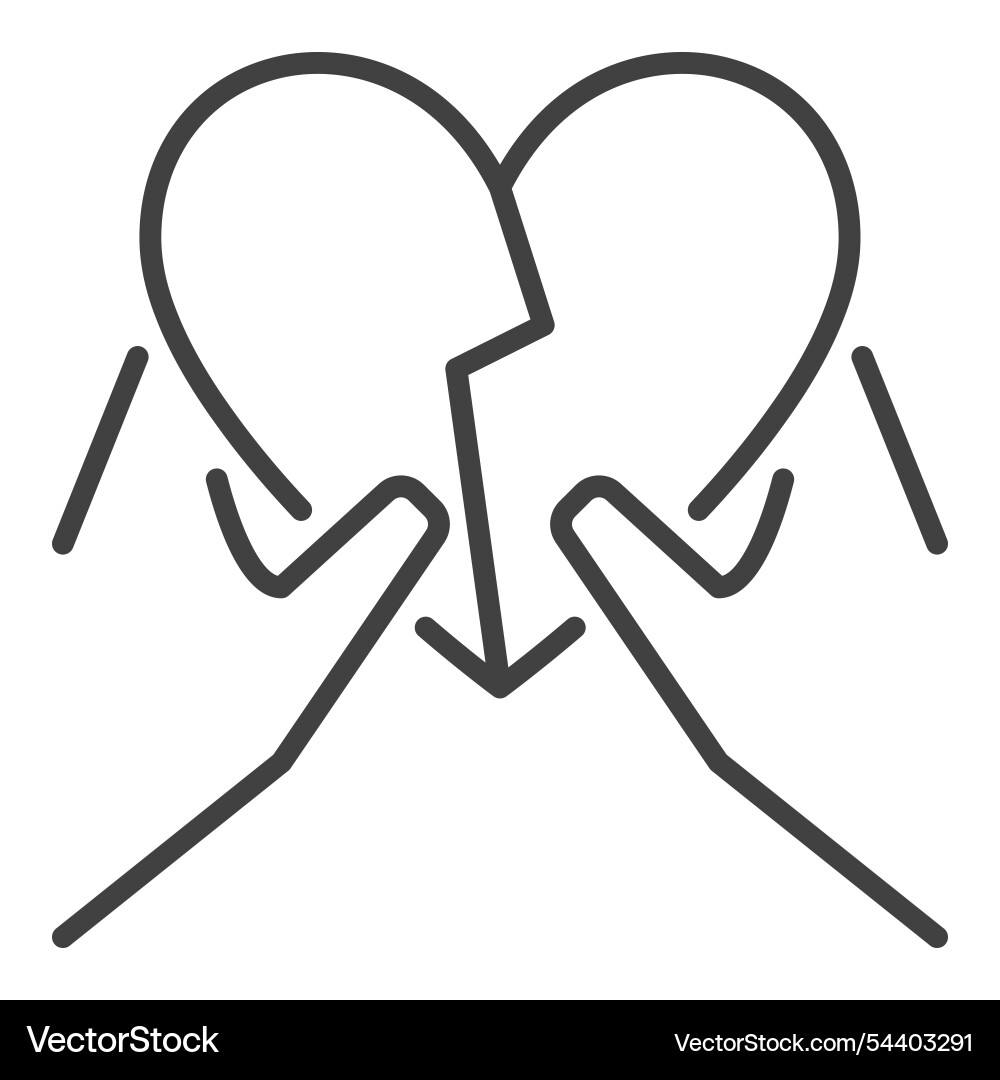 Hands with broken heart separation minimalistic Hands with broken heart separation minimalistic vector image