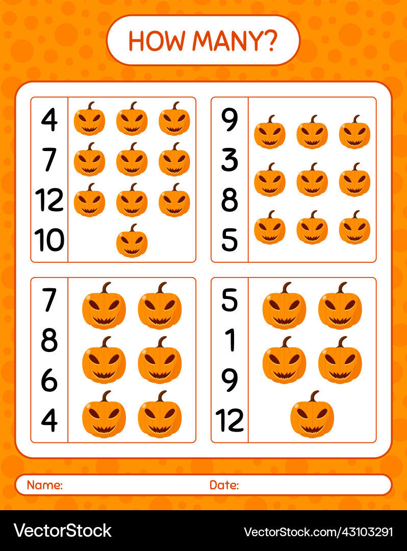 How many counting game with jack o lantern How many counting game with jack o lantern vector image