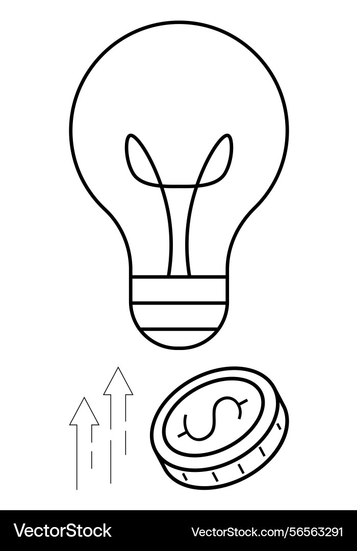 Light bulb and coin representing innovation Vector Image