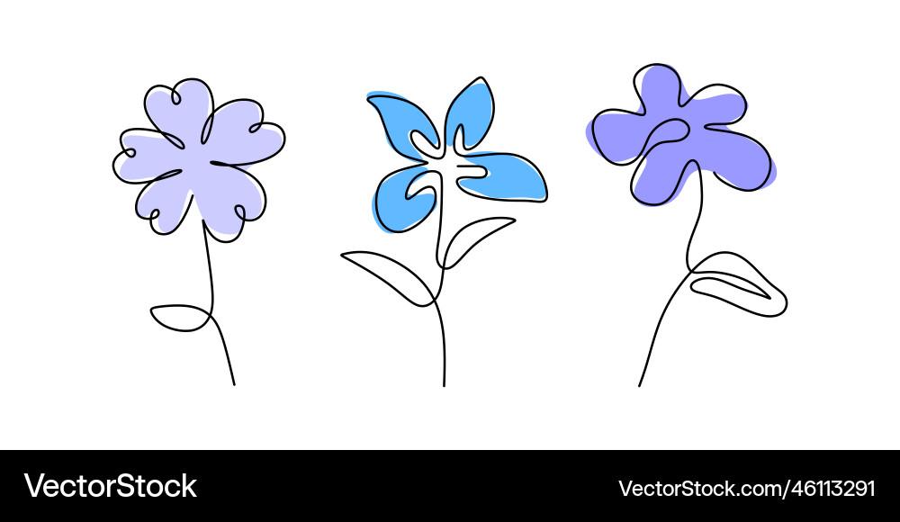One continuous single line of three spring One continuous single line of three spring Vector Image