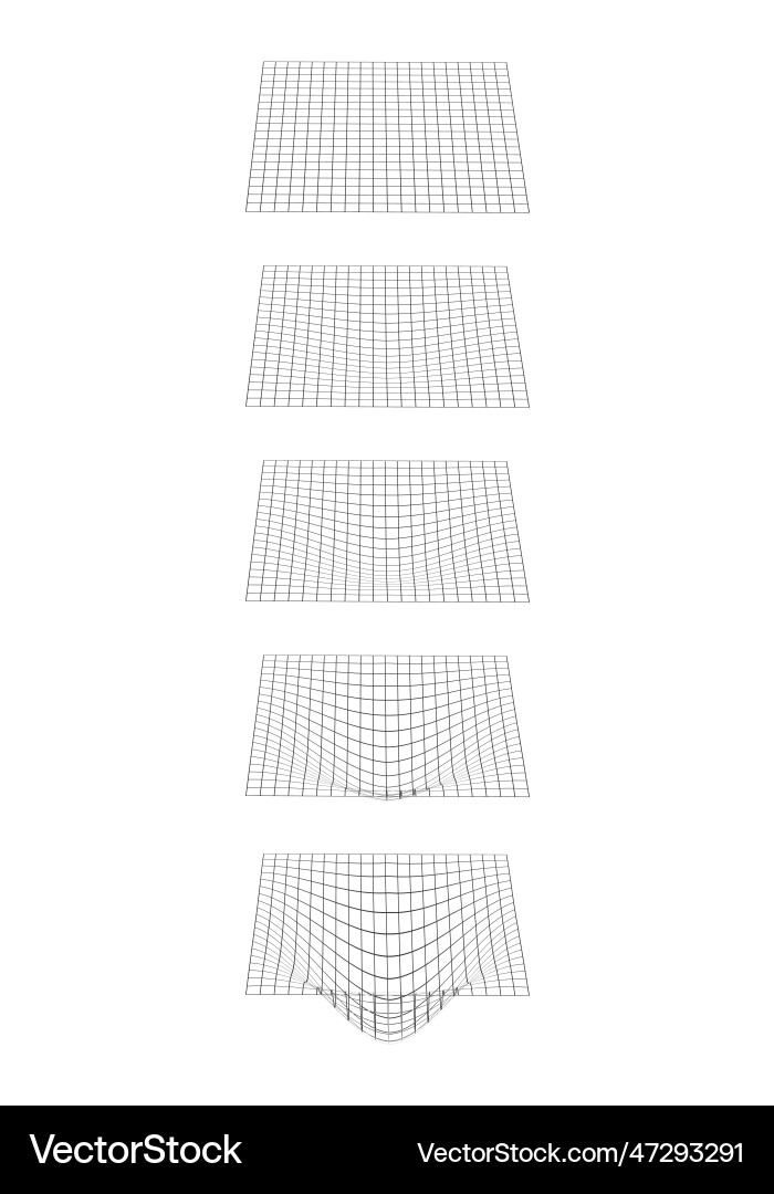 Process of grid distortion set mesh warped Process of grid distortion set mesh warped Vector Image