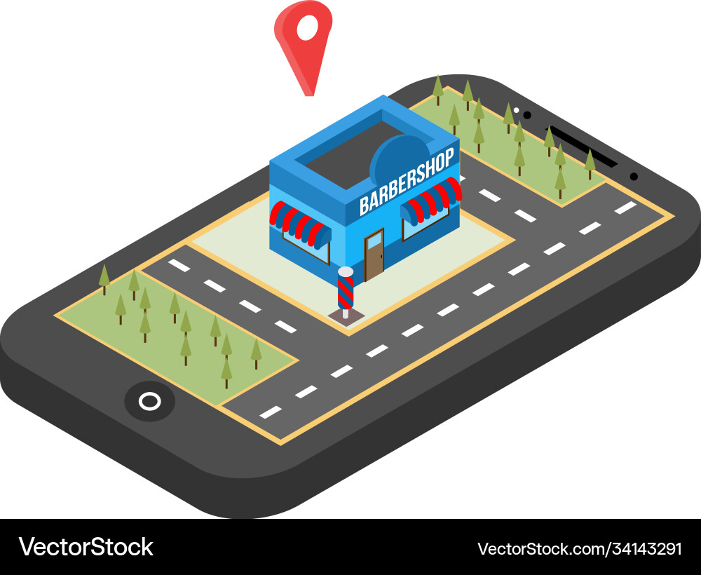 Red pointer on smartphone map gps navigation Vector Image