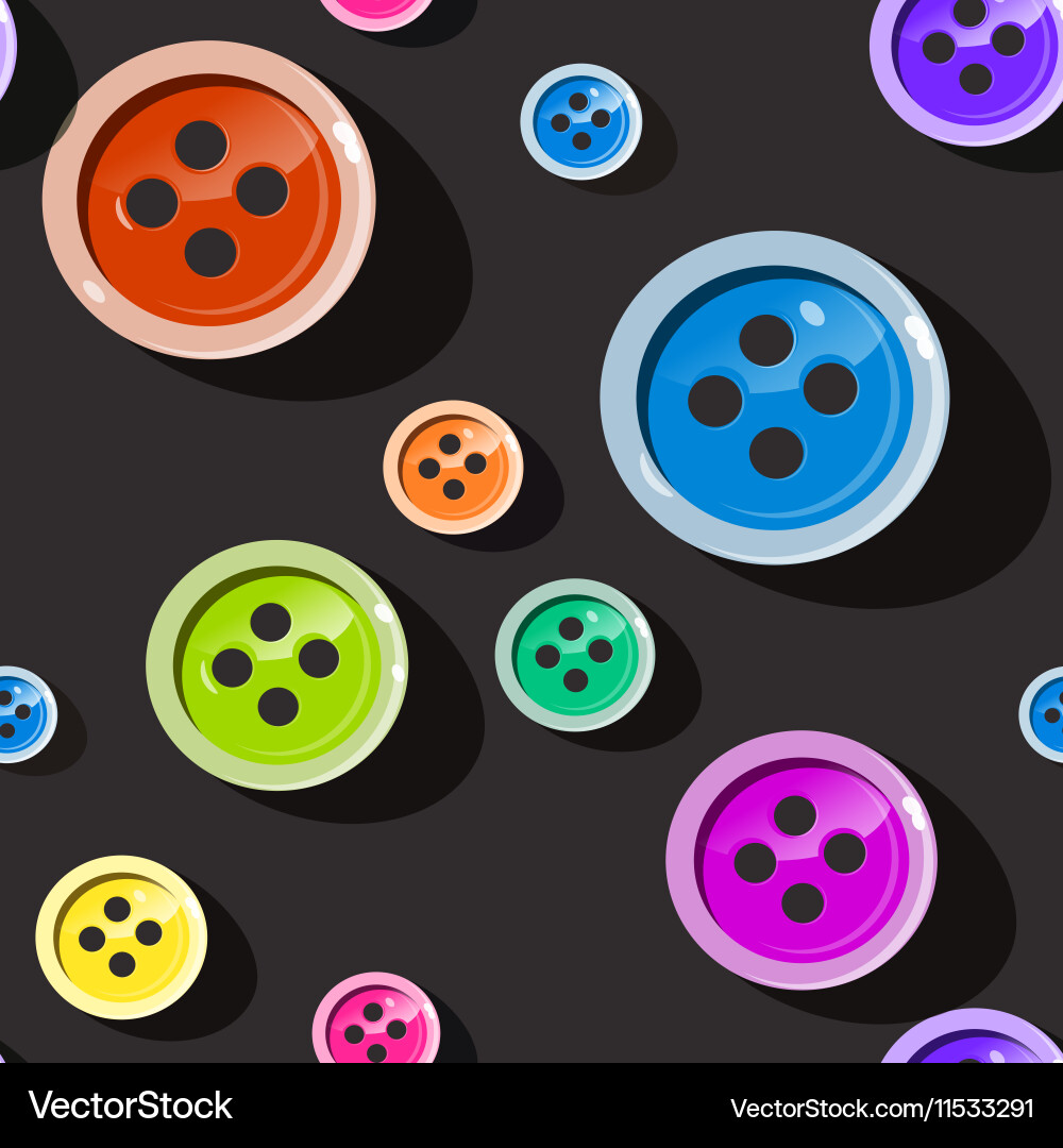 Seamless buttons colorful button pattern on dark vector image