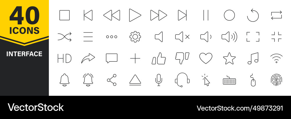Set of 40 interface web icons in line style Vector Image