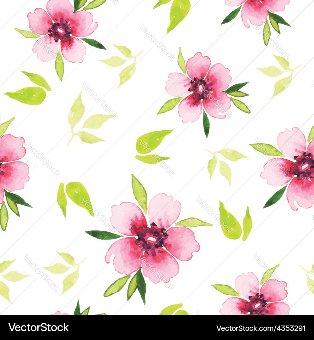 Watercolor Spring Flowers Pattern Vector Image