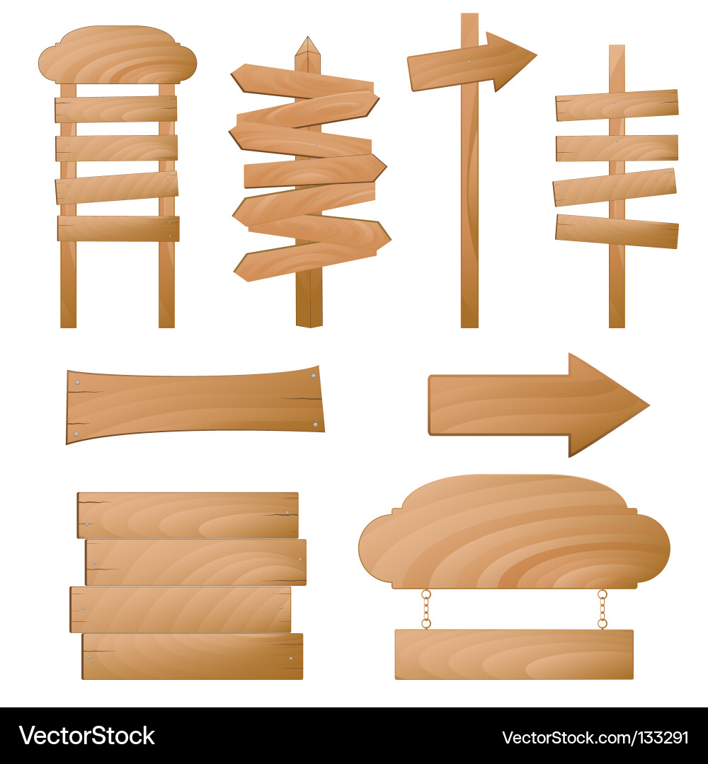 Wooden Signs Collection Vector Image