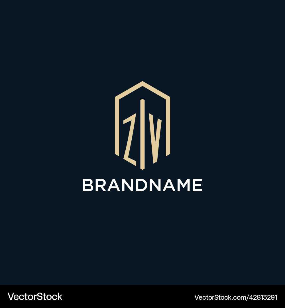 Zv initial monogram logo with hexagonal shape Zv initial monogram logo with hexagonal shape Vector Image