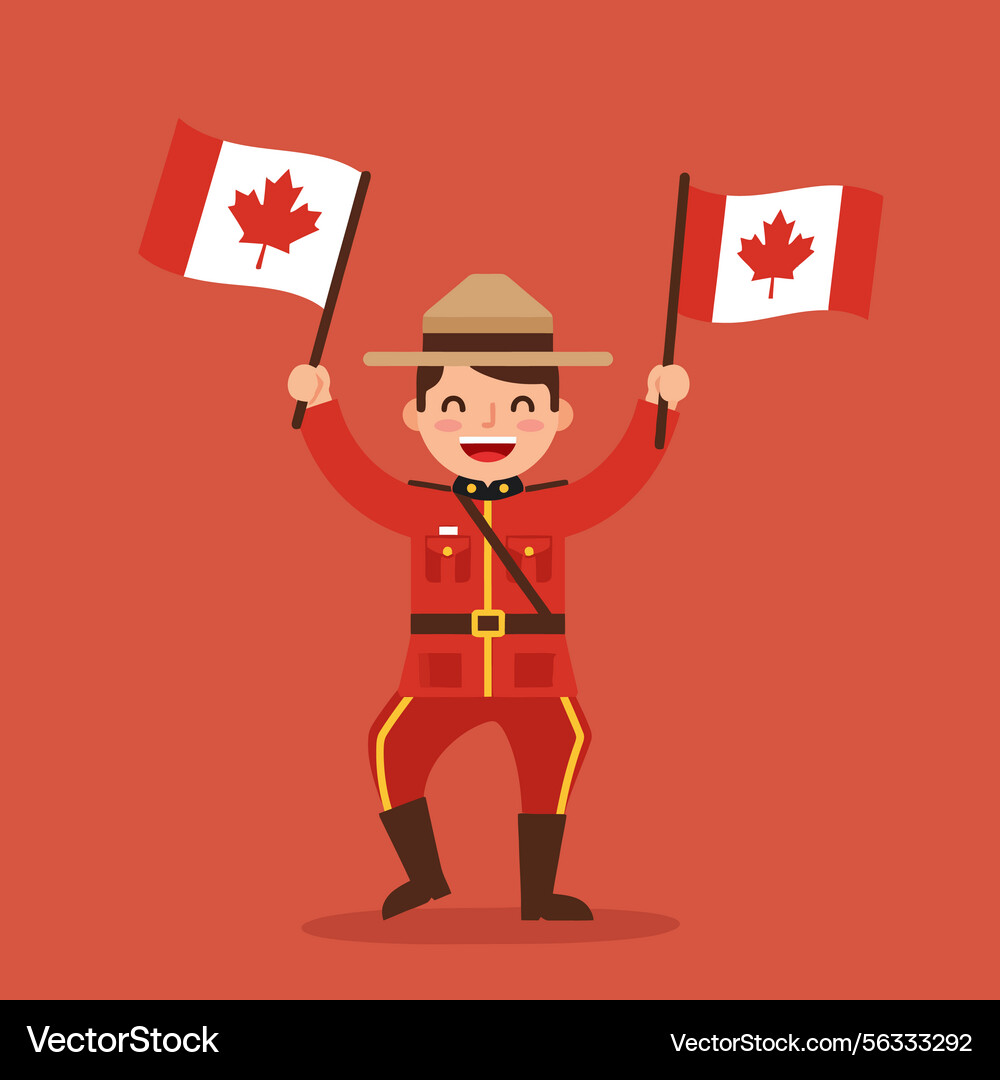 Canadian Mountie mit Kanada Flaggen Lizenzfreier Vektor
